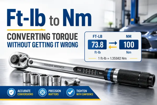 Torque wrench with ft-lb to Nm conversion example for accurate torque settings