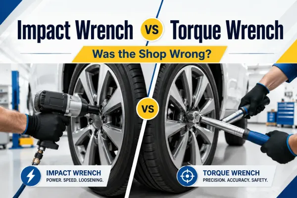 Impact wrench and torque wrench compared on car wheels for power, speed, and accurate tightening